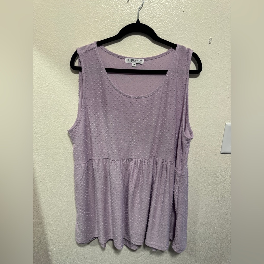Chic Soul Light Lavender Swiss Dot Sleeveless Tank